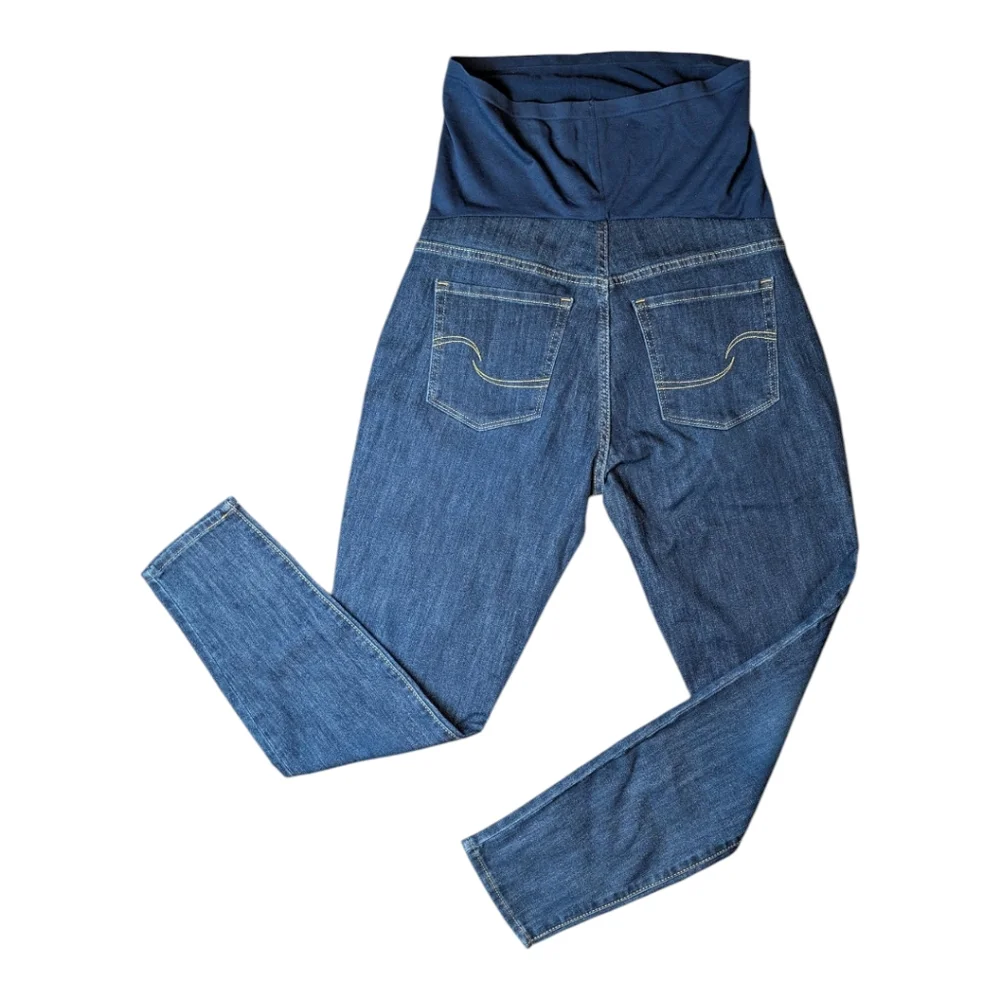 Levi Strauss Maternity Skinny Dark Rinse Super Stretch Full Tummy Panel Jeans Lg